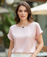 Blusa Social Feminina Seda Manga Curta Elegante | Chassie